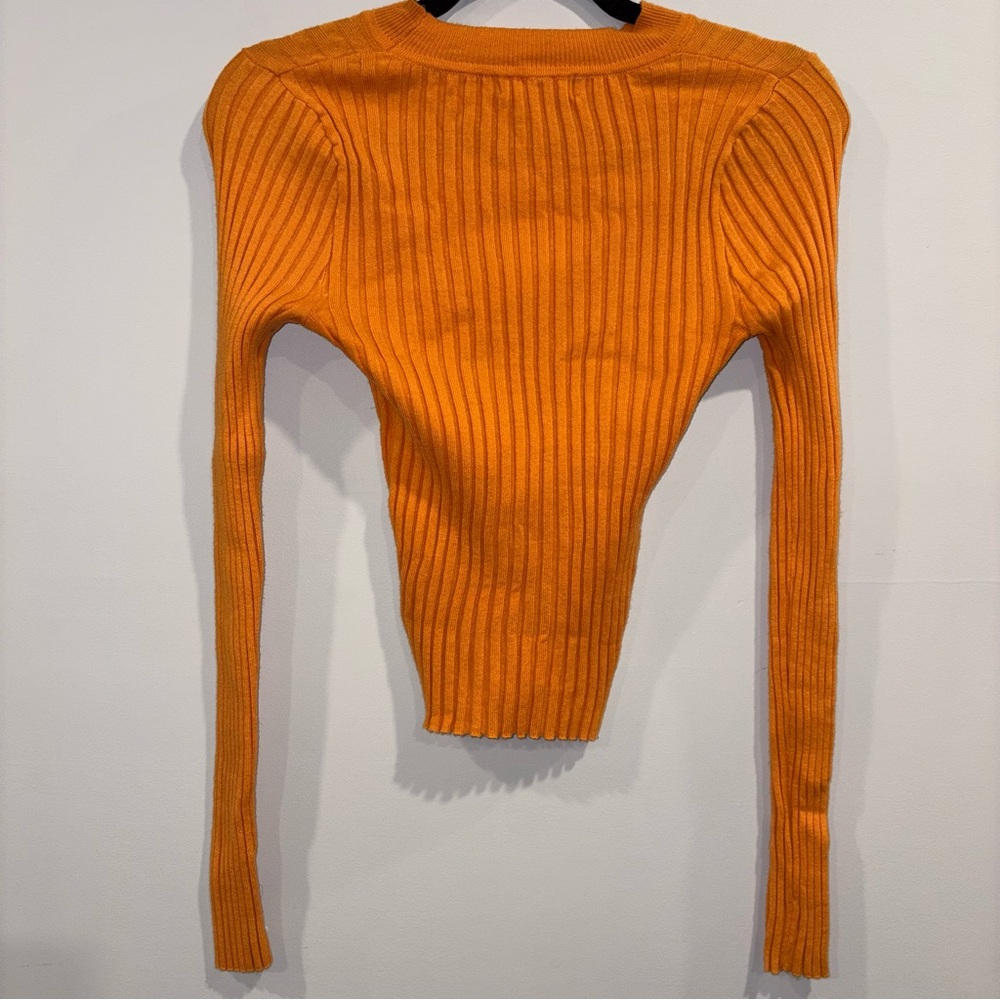 Vibrant Orange Ribbed Knit Top - Picture 2 of 6